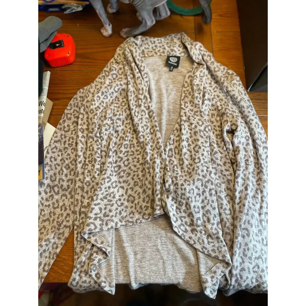 Babeau open front cardigan in animal print in size medium